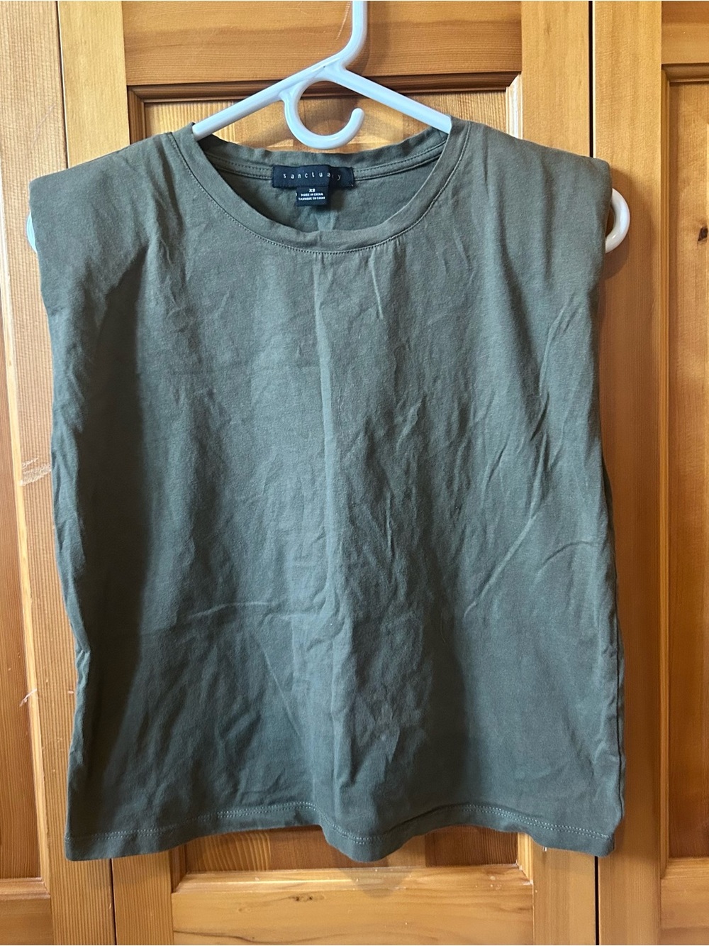 Sanctuary Olive Green Padded Crewneck Tee XS